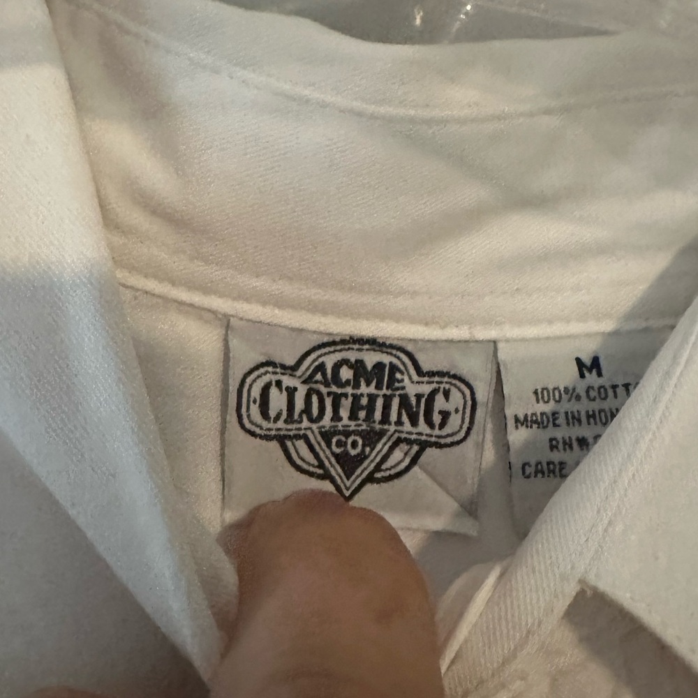 White Cotton Acme University Shirt Medium Embroidered - Picture 8 of 11